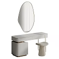 Modern Minimalist Dressing Table With Decorative Mirror And Stool For Bedroom Interior Design 3d model