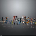 Colorful Small Human Figurines Arranged in Formation on Gray Background with Ground Reflections