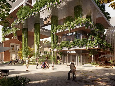 Modern Sales Office Building With Vertical Greenery And Lively Pedestrian Square 3d model