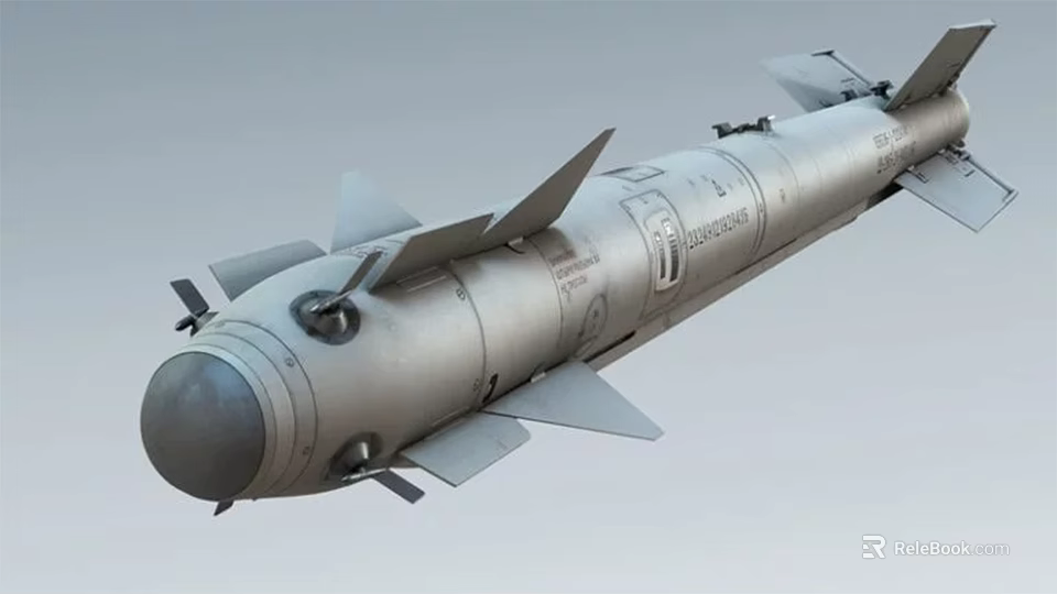 Advanced Military Missile Weapon Featuring Aerodynamic Body Warhead Stabilizing Fins And Markings 3d model 