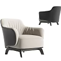 Modern Single Sofa With Beige And Black Design Armrest And Sturdy Legs