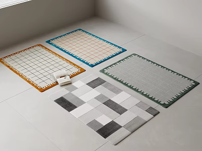 Square Rugs With Geometric Grid And Block Patterns For Modern Home Decor 3d model