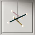 Modern Design Pendant Light With Cross Colored Rods And White Spheres 3d model
