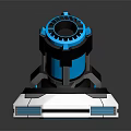 Futuristic Weapon With Blue Glowing Elements And Mechanical Design On White Base 3d model