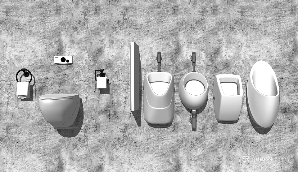 Different Toilet Designs Featuring Various Styles And Bathroom Fixtures 3d model 