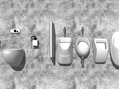 Different Toilet Designs Featuring Various Styles And Bathroom Fixtures 3d model