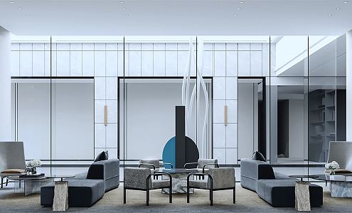 Interior of sales office in modern reception area 3d model