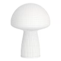 Modern Mushroom Shaped Table Lamp With Cream Colored Glass Shade And Ribbed Base