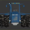 Blue Tractor With Massive Tires Transparent Cab And Sturdy Front Design 3d model