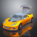 Yellow Sports Car With Scissor Doors Modern Design And Black Stripes
