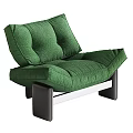 Modern Beige Fabric Armchair With Thick Seat Back Cushions And Brown Wooden Legs