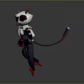 Mechanical Robot Character With White Black Red Design Blue Eyes And Walking Pose