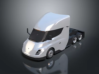 Modern Functional Semi Truck With Aerodynamic Sleek White Body Design 3d model