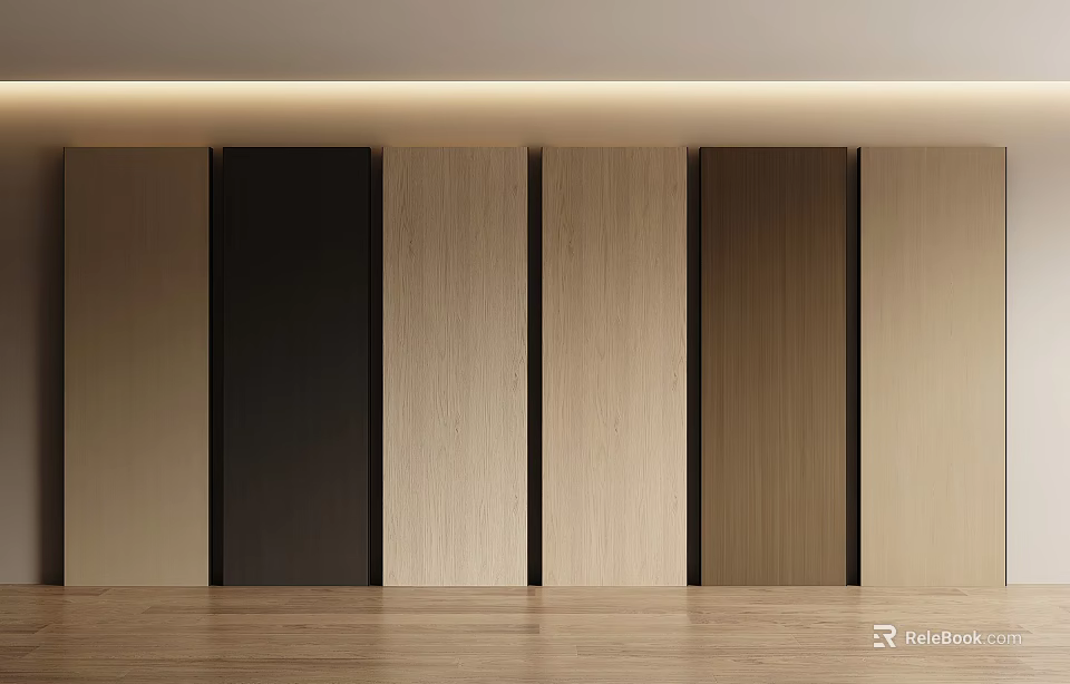 Modern Interior Wall Paneling With Wooden Textured Panels In Different Tones 3d model 