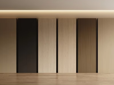 Modern Interior Wall Paneling With Wooden Textured Panels In Different Tones 3d model