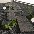 Rustic Stone Wood Pathway Featuring Slabs Gravel Moss And Small Plants