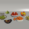 Fresh Assorted Fruits Arranged in Glass and Ceramic Bowls on White Table