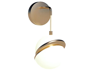 Modern Gold Wall Light With Round White Translucent Shade And Sleek Metal Design 3d model