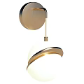 Modern Gold Wall Light With Round White Translucent Shade And Sleek Metal Design