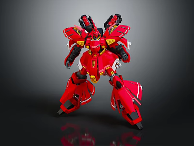 Red Mechanical Robot Mecha Figure With Detailed Armor And Standing Pose 3d model