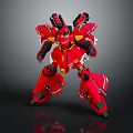 Red Mechanical Robot Mecha Figure With Detailed Armor And Standing Pose