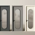 Stylish Hinged Doors In Dark Gray Light Gray And White With Oval Ribbed Glass Panels