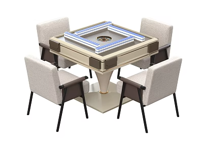 Modern Square Entertainment Table with Four Comfortable Chairs and Elegant Design 3d model