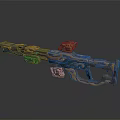 Futuristic Sci Fi Sniper Rifle Weapon With Detailed Metallic Blue Gold Accents And Scope