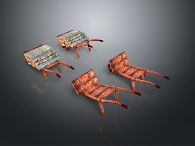 Four Modern Chairs With Orange Metal Frame And Transparent Seat Design 3d model