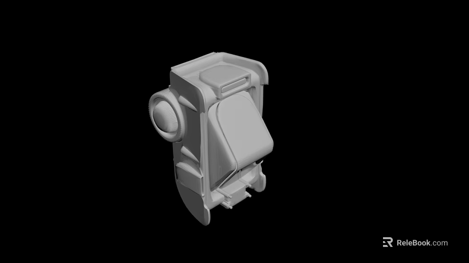 Detailed 3D Rendered Mechanical Equipment Part With Gray Structure And Black Background 3d model 