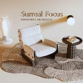 Comfortable Leisure Chair With White Vase Round Side Table Wall Lamp And Woven Rug