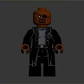 Lego Figure With Red Head Black Eyepatch Black Jacket Gray Inner Shirt And Orange Hands