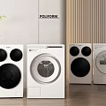 Modern POLIFORM Washing Machines With Various Styles White Body And Black Accents