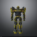 Robot Character As Mechanical Creature With Yellow Blue Armor Detailed Design And Standing Pose