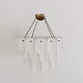 Abstract Chandelier Modern Design With White Layered Shades And Brass Chain Ceiling