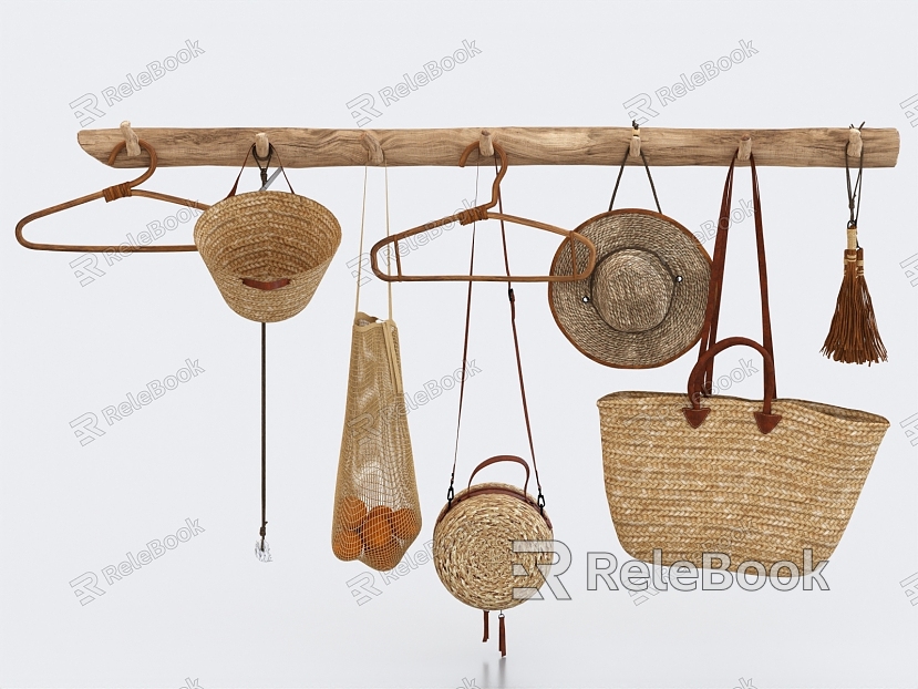 Wall decoration hanger net hood straw hat woven bag bamboo basket model