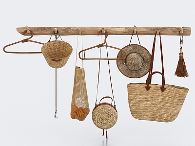 Wall decoration hanger net hood straw hat woven bag bamboo basket model