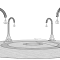 Curved Design Outdoor Lights With Conical Base And Bulb For Circular Ground Outdoor Space