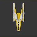 Yellow and White Cosmic Starship Model With Detailed Aerodynamic Features