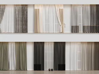 Modern Home Curtain Combination Color-matching Curtain Fabric Curtain Milk Tea Curtain 3d model