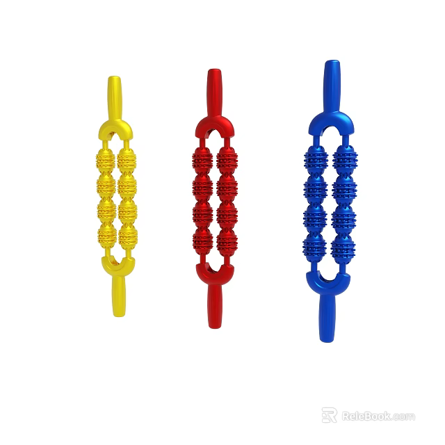 Colorful Handheld Massage Tools With Yellow Red Blue Rolling Balls 3d model 
