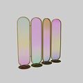 Artistic Modern Wall Decor With Golden Framed Gradient Vertical Striped Glass Panels