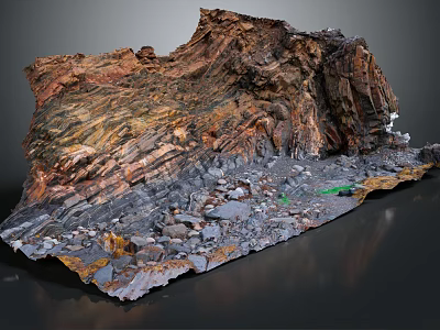 Natural Layered Stone And Wood Structure With Rustic Texture And Detailed Organic Formation 3d model