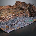 Natural Layered Stone And Wood Structure With Rustic Texture And Detailed Organic Formation