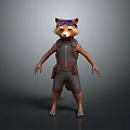 Raccoon Wearing Goggles Vest And Shorts In Full Body Standing Pose
