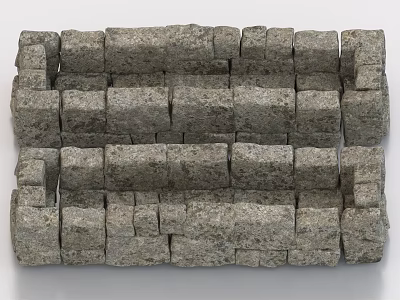 Natural Gray Stone Wall Decor with Irregular Stacked Design and Rough Surface Texture 3d model