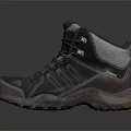 High Top Dark Colored Outdoor Boots With Lace Up Design And Thick Sole