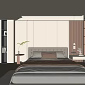 Modern Bedroom Interior Design With Large Bed Area Rug And Decorative Plant