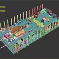 Detailed 3D Model of Electronic Circuit Board With Blue Green Components and Layout Structure