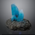 Vibrant Blue Crystal Cluster On Natural Rock Base With Geometric Formation